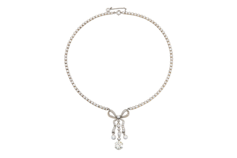 Antique Edwardian 1900s Tiffany & Co. 16.00 Carat Diamond Bow Necklace