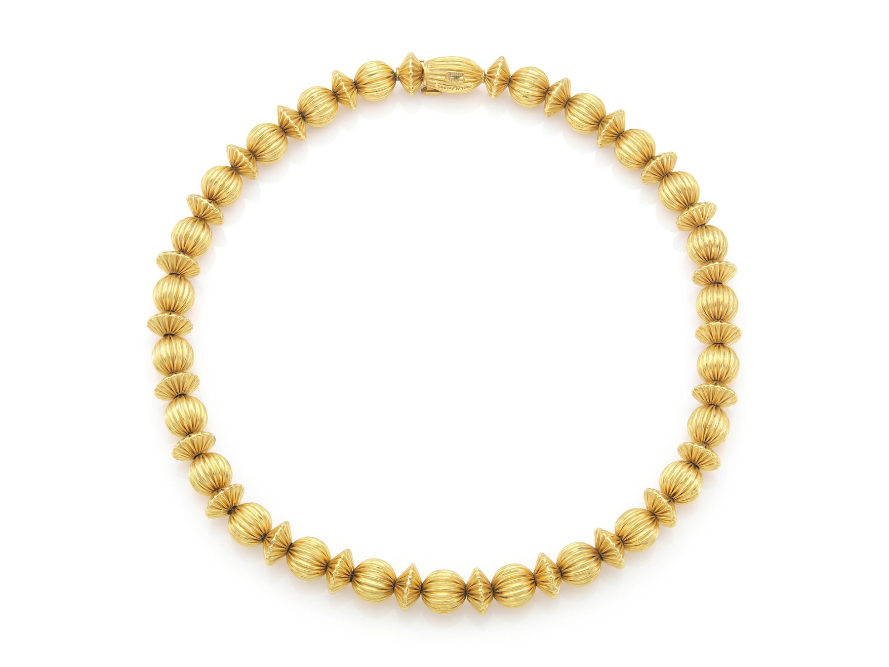 Vintage 1960s Lalaounis Textured Gold Balls Station Necklace
