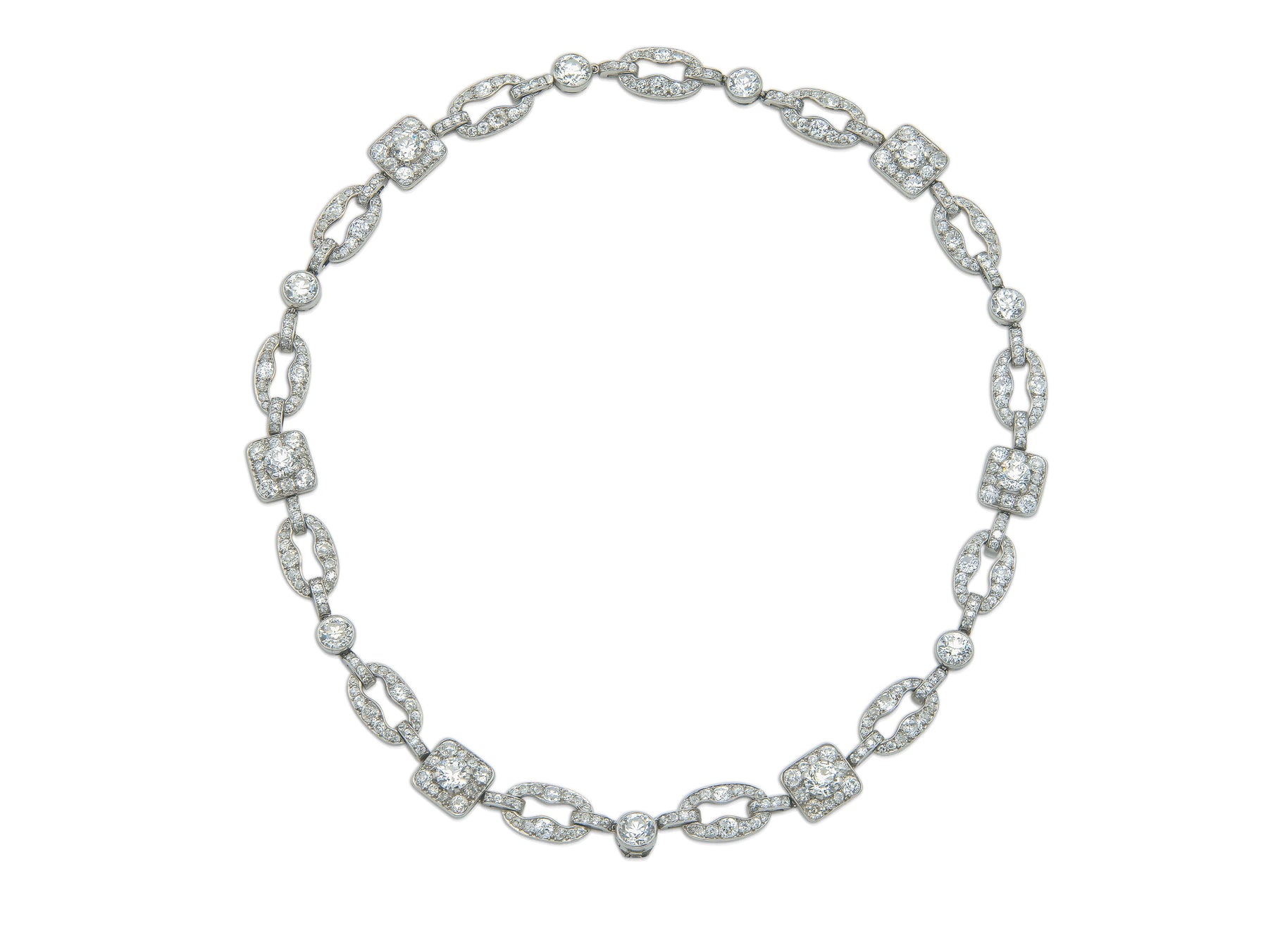 Antique Art Deco 1920s Cartier 27.40 Carat Diamond Openwork Link Necklace