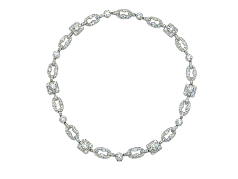 Antique Art Deco 1920s Cartier 27.40 Carat Diamond Openwork Link Necklace