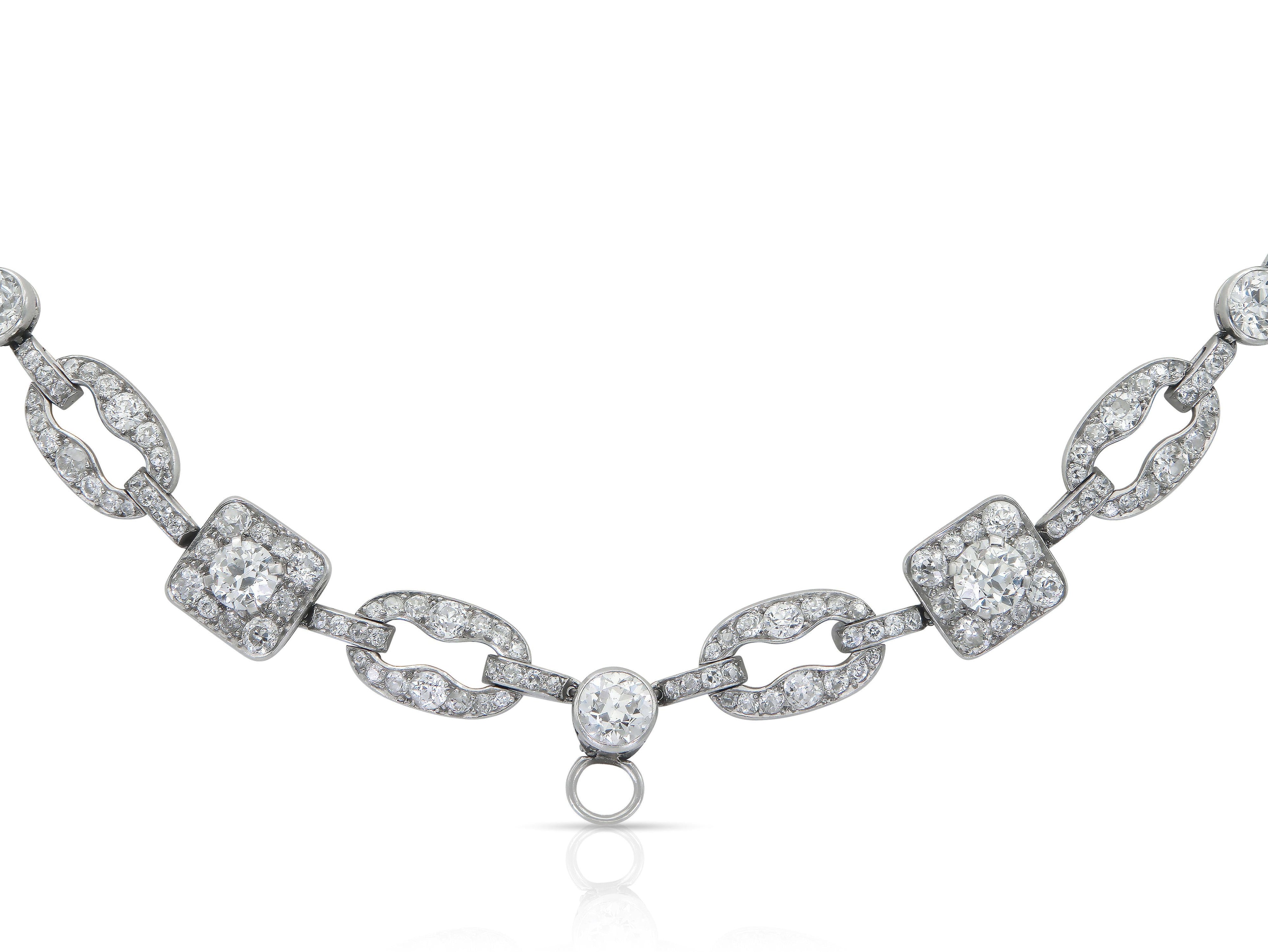 Antique Art Deco 1920s Cartier 27.40 Carat Diamond Openwork Link Necklace