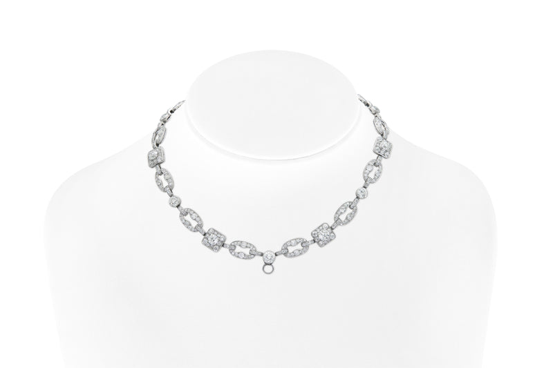 Antique Art Deco 1920s Cartier 27.40 Carat Diamond Openwork Link Necklace