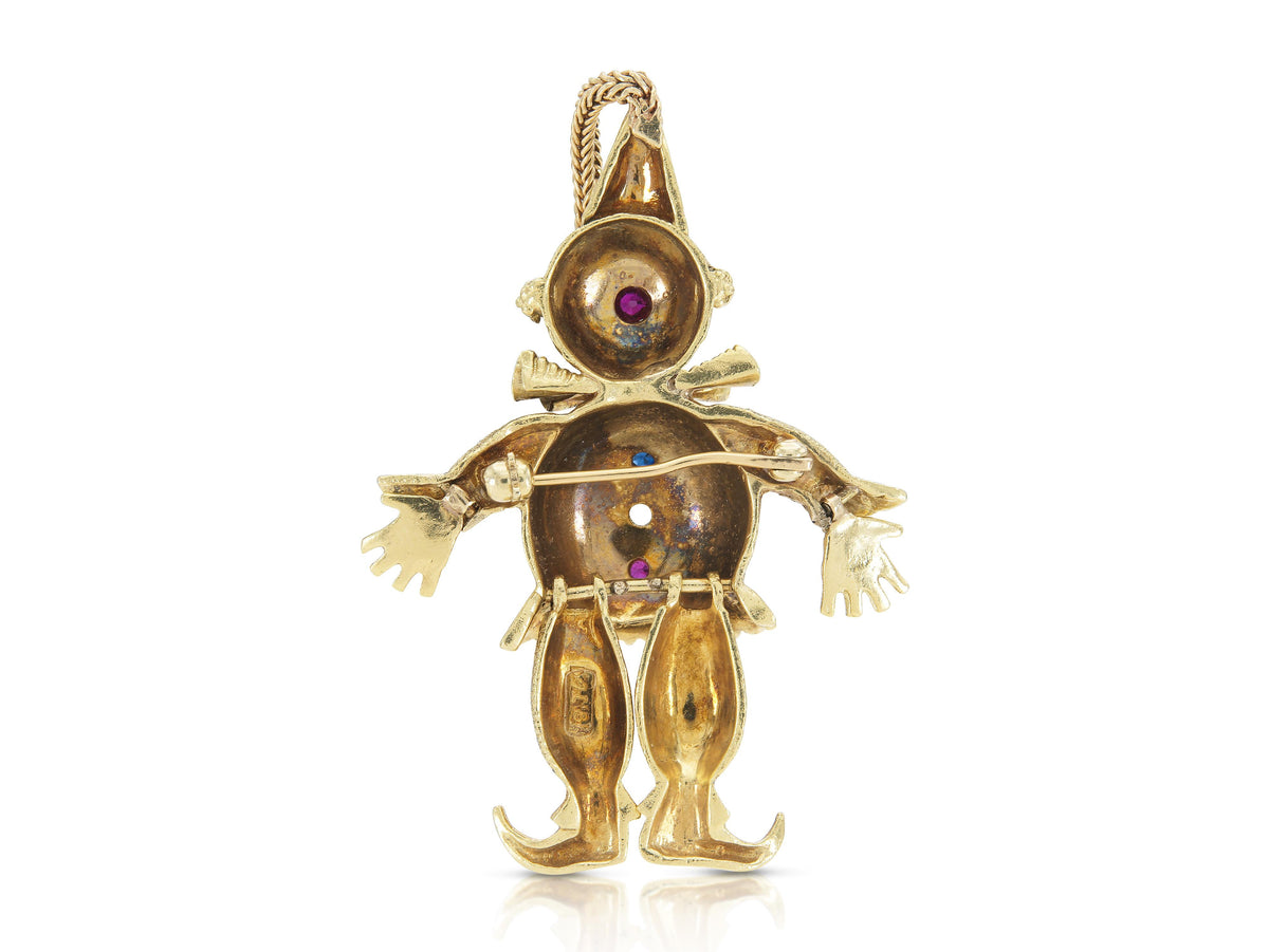Vintage 1970s Honora Gold Clown Brooch