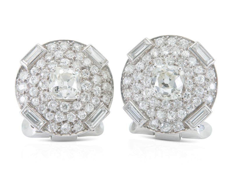 Antique Art Deco 1930s Cartier 6.20 Carat Diamond Lapel Clips