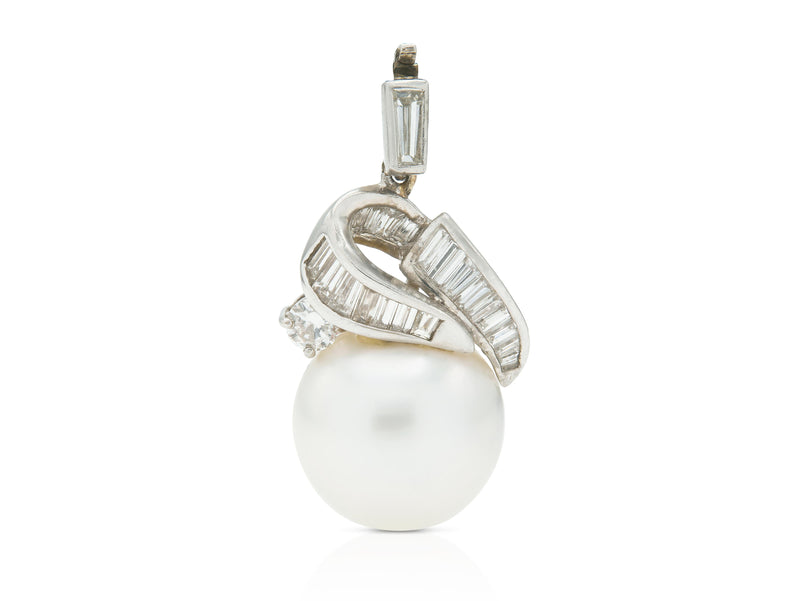 Vintage 1980s Cartier Pearl and Diamond Pendant