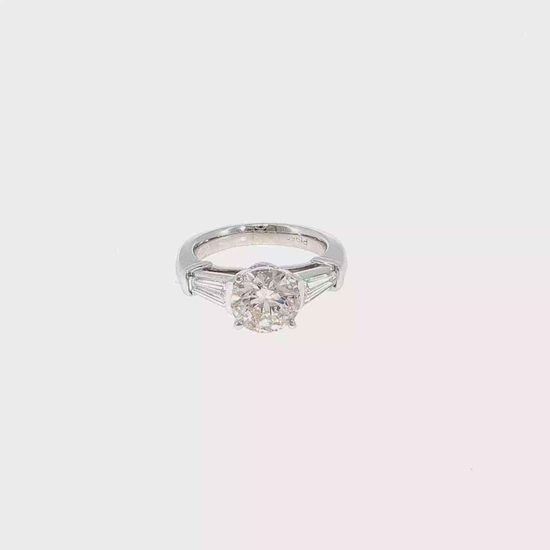 Platinum Multistone Ring with Round Brilliant Cut Diamond