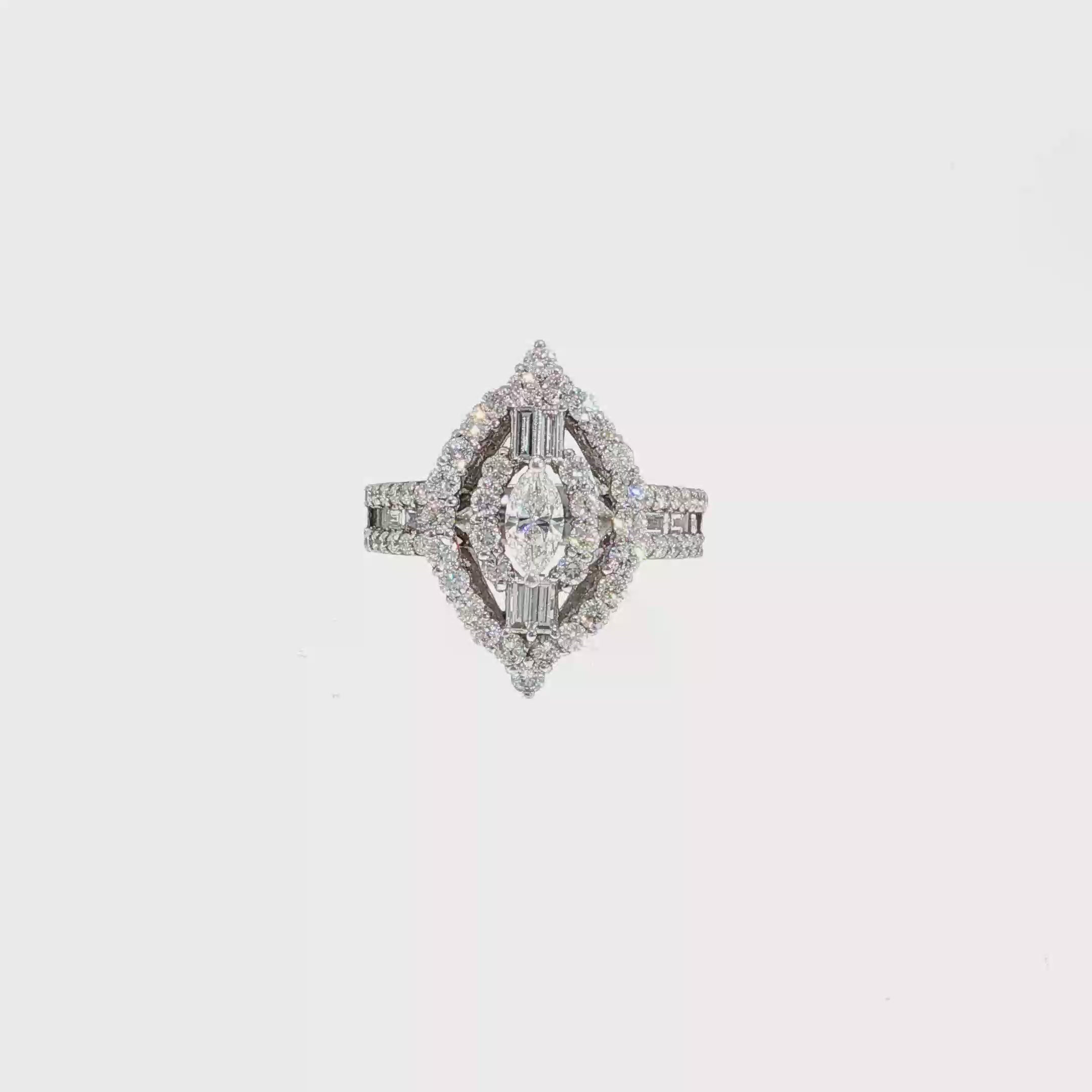Platinum White Gold Cocktail Ring with Oval Cut Diamond