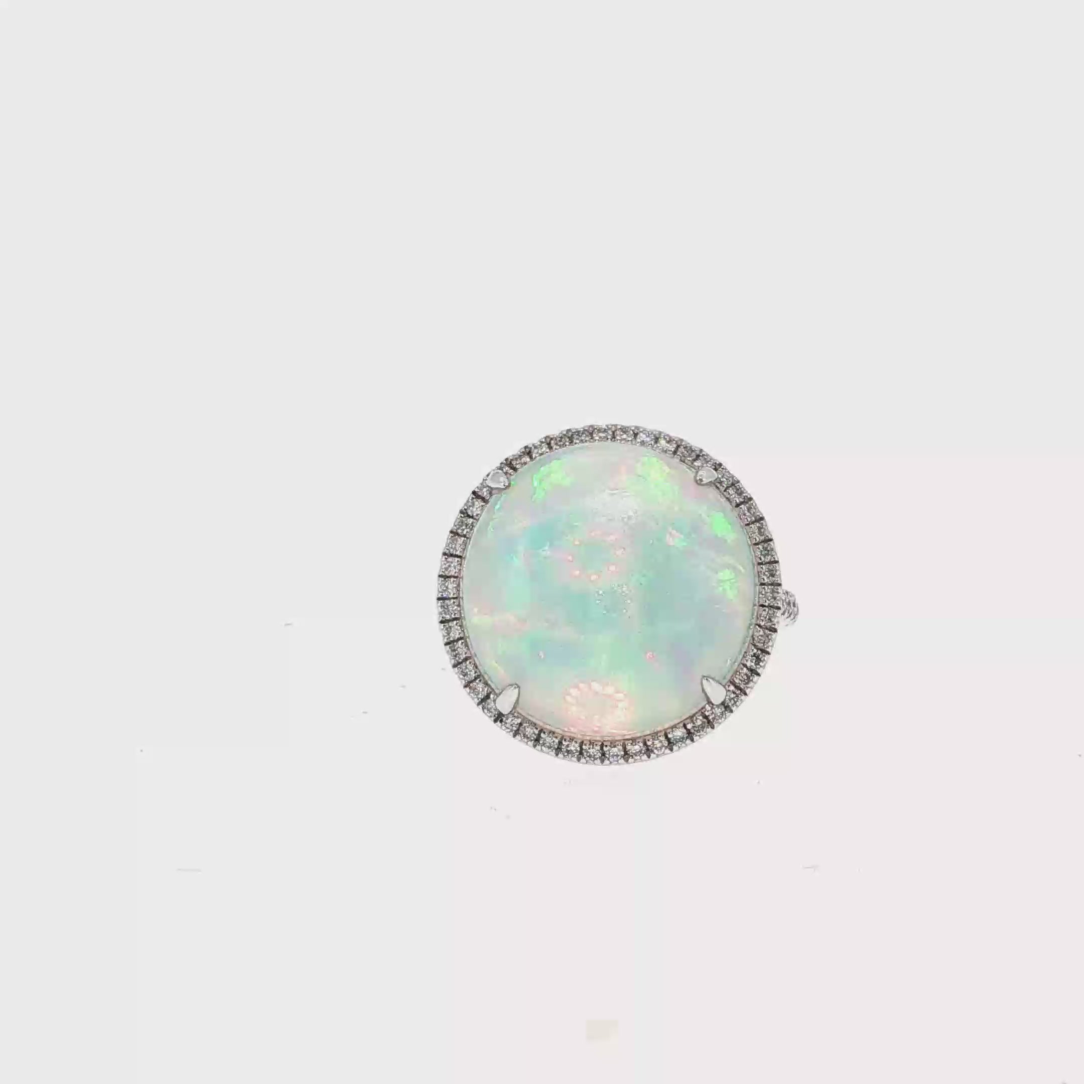 White Gold Opal Cocktail Ring in Silver
