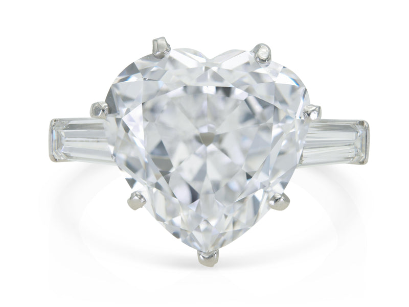 Vintage 1950s Van Cleef & Arpels 7.72 Carat Heart-Shaped Diamond Engagement Ring