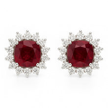 RE055205 - EARRING 18KW 2RUBY-10.39CT 18RD-1.89CT GRS-PIDGEON