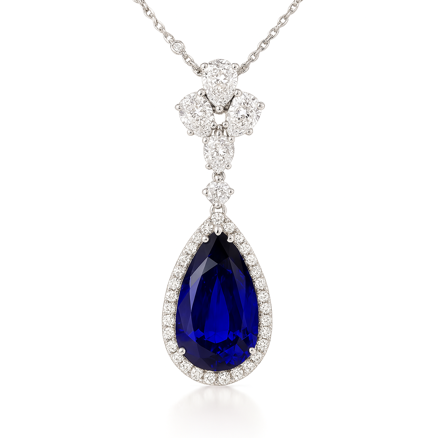 SP055787 - PT950/8.6G 1SAPP-14.19CT 4PEAR-2.80CT 39RD-2.64CT