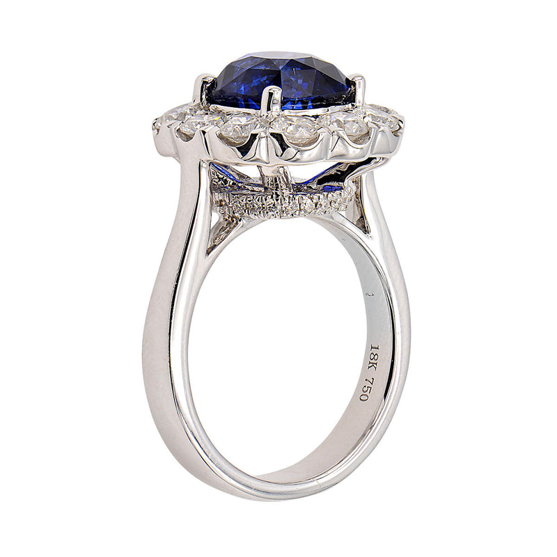 SR053922 - Ring-18KW/9.6G 1SAPP-4.15CT 12RD-1.40CT 22RD-0.27CT AGL