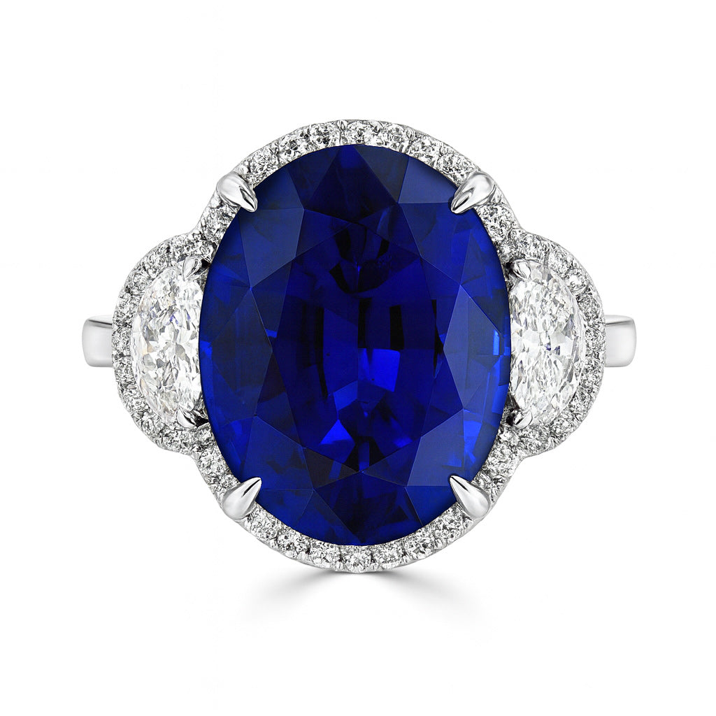 SR055155 - Ring-GIA 18KW/5.4G 1SAPP-11.50CT 2HM-0.70CT 40RD-0.30CT