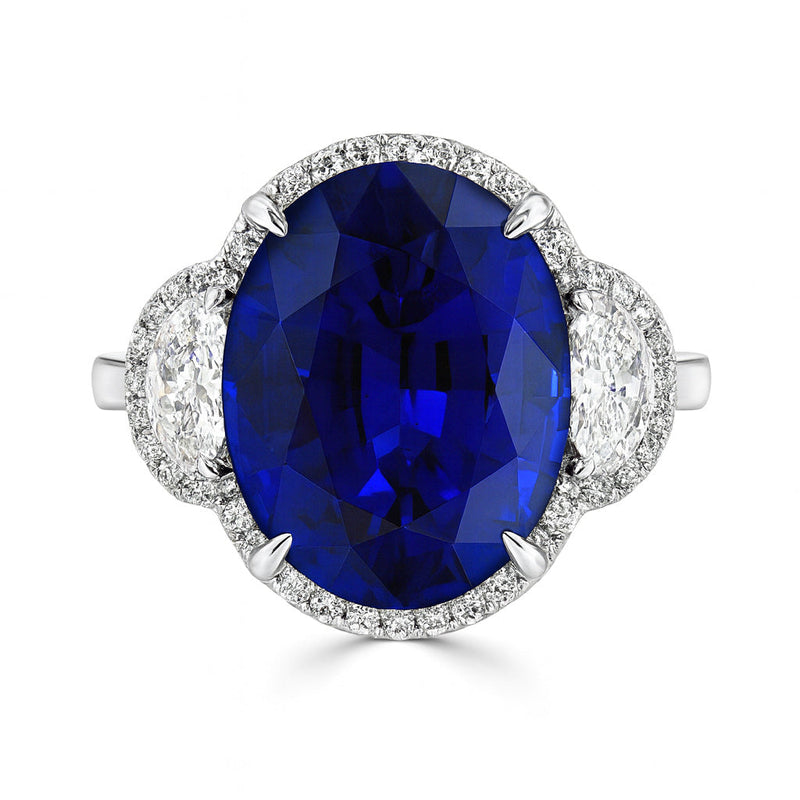 SR055155 - Ring-GIA 18KW/5.4G 1SAPP-11.50CT 2HM-0.70CT 40RD-0.30CT