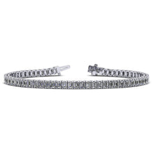 T0512112EW - 12CT 18K White Gold Emerald Cut Tennis Bracelet