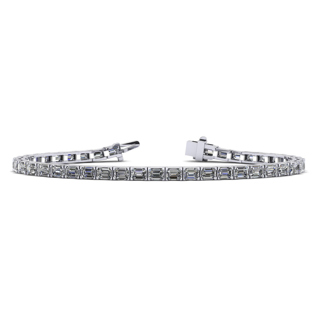 T051226EW - 6CT 18K White Gold Emerald Cut Tennis Bracelet