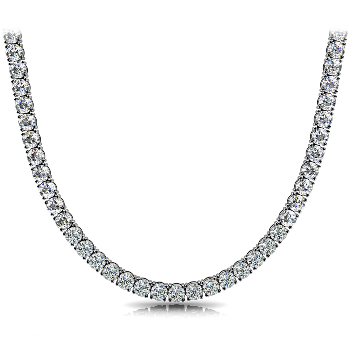 TN013020W - 18K White Gold 20ct Straight 4-Prong Tennis Necklace