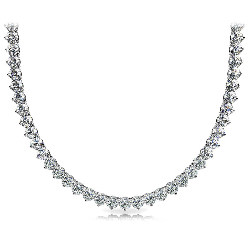 TN014015 - 18K White Gold 15ct Straight 3 Prong Tennis Necklace
